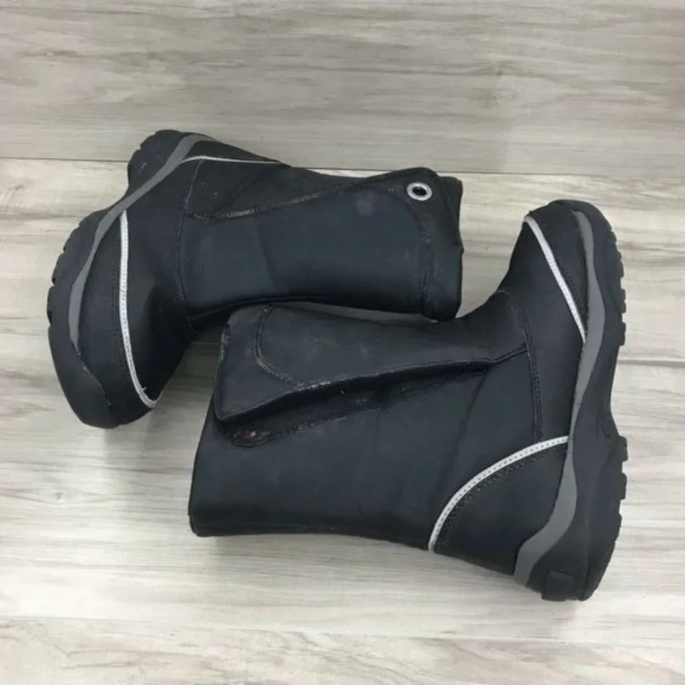 Lands End Boots Youth 5 Black Snow Winter Hook and Loop